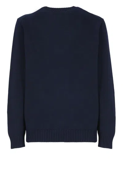 Ralph Lauren Long Sleeve Crew Neck Sweater With Ribbed Cuffs In Blue