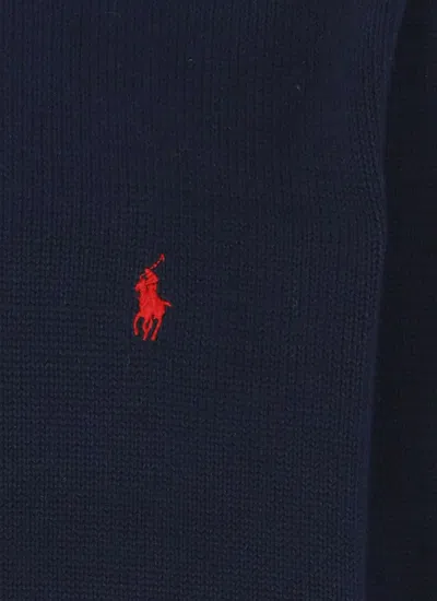 Ralph Lauren Long Sleeve Crew Neck Sweater With Ribbed Cuffs In Blue