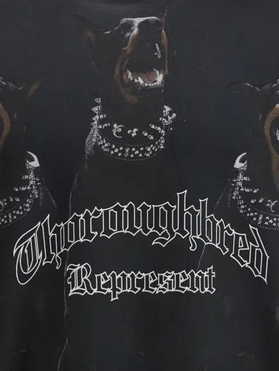 Represent Vintage Black Hoodie With Doberman Graphic And Classic Features In Black