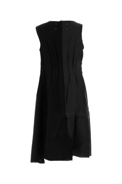 Maison Margiela Anonymity Of The Lining Asymmetrical Wool Dress In Black