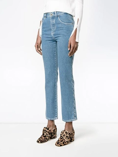 Shop Chloé Scalloped Jeans In Blue