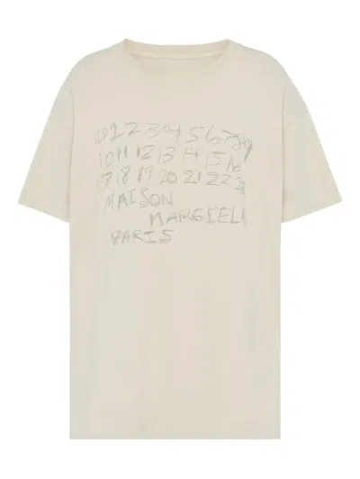 Maison Margiela Numeric Cotton T Shirt Graphic Print In Neutral