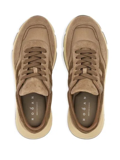 Hogan Hyperlight Suede And Mesh Sneakers Shoes In Brown