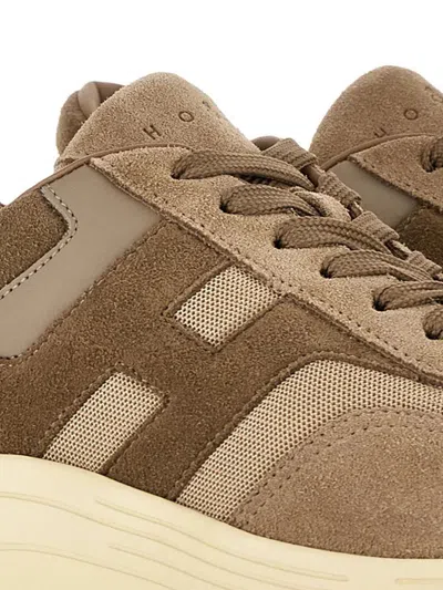 Hogan Hyperlight Suede And Mesh Sneakers Shoes In Brown
