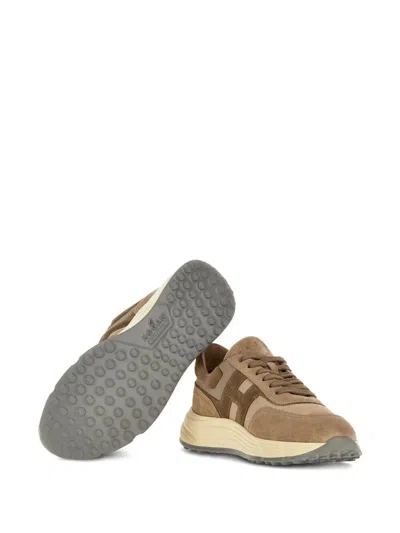 Hogan Hyperlight Suede And Mesh Sneakers Shoes In Brown
