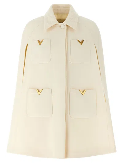 Valentino Drill Hood Capes White In Neutral