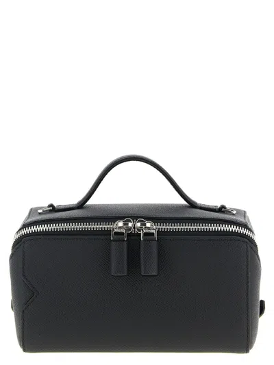 Valextra V-line Crossbody Bag In Black
