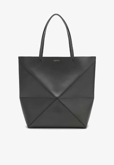 Loewe Extra Large Leather Puzzle Fold Tote Bag In Gray