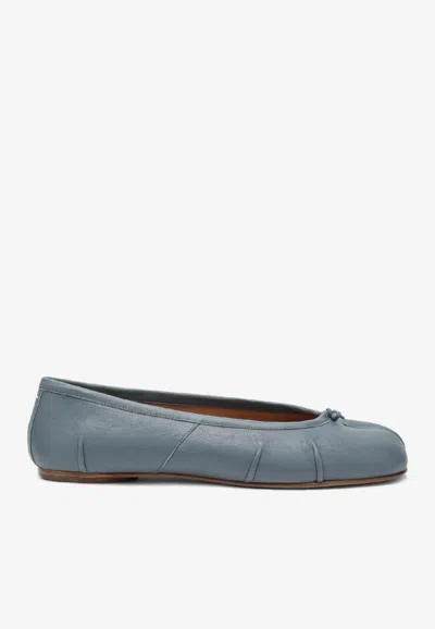 Maison Margiela Tabi Leather Ballet Flats In Blue