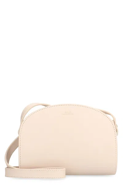 Apc A.p.c. Demi-lune Mini Leather Crossbody Bag In Neutral