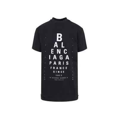 Balenciaga Optical Artwork Oversized T-shirt In Black