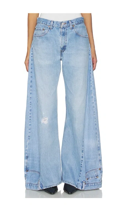 Aligrace Reverse Wide Leg Jeans In Blue