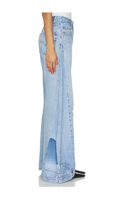 Aligrace Reverse Wide Leg Jeans In Blue