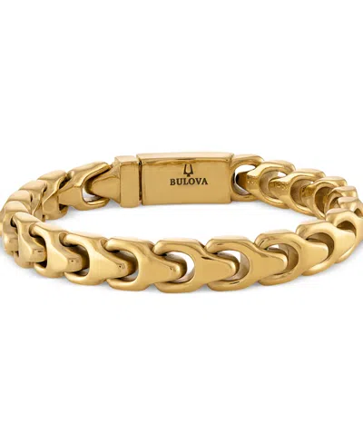Bulova Men's Link Bracelet In Gold-plated Stainless Steel In Gold