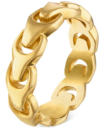 Bulova Men's Link Ring In 14k Gold-plated Sterling Silver In Gold