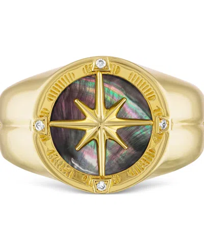 Bulova Men's Marine Star Diamond Accent Ring In 14k Gold-plated Sterling Silver In Gold