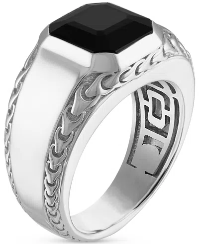 Bulova Men's Icon Black Onyx Sterling Silver Ring In Gray