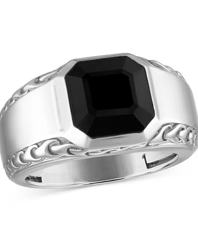 Bulova Men's Icon Black Onyx Sterling Silver Ring In Gray