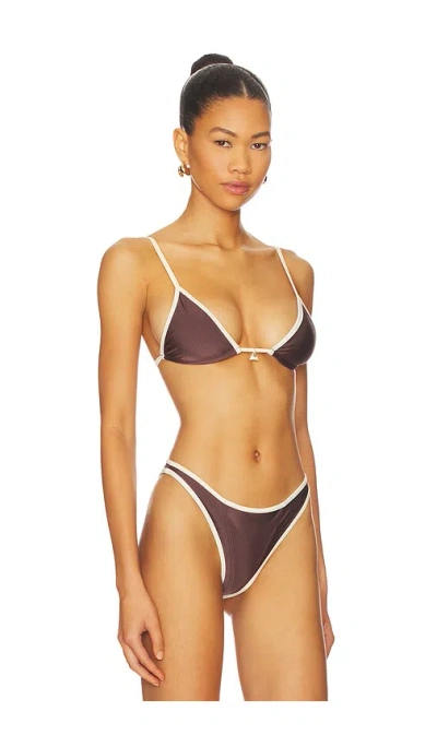 Fae Lumi Triangle Bikini Top In Brown