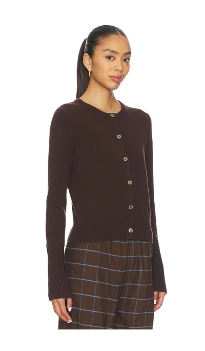 La Ligne Solid Lean Lines Cardigan In Brown