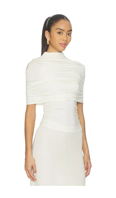 Lapointe Mock Neck Ruched Top In White