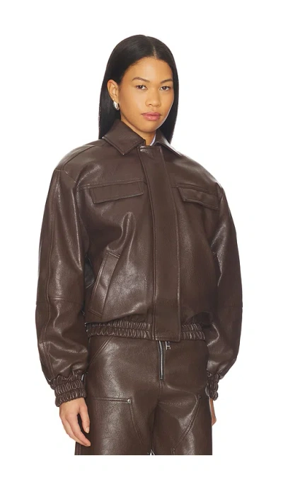 Msgm Bomber Jacket In Brown