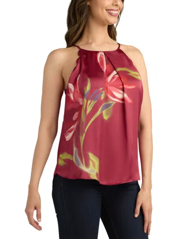 Bcx Juniors' Printed Satin Scallop-edge Halter Top In Multi