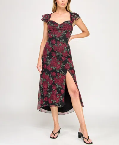 Bcx Juniors' Sweetheart Neck Midi Dress In Multi