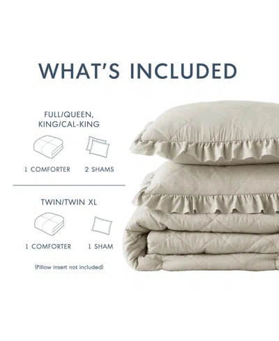 510 Design Phoebe Diamond Quilted Ruffle Edge 3-pc. Comforter Set, King/california King In Neutral