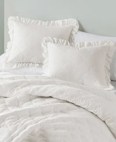 510 Design Phoebe Diamond Quilted Ruffle Edge 3-pc. Comforter Set, King/california King In White
