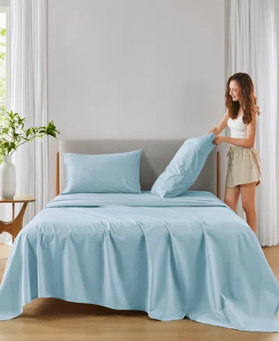 510 Design Super 144-thread Count Cotton 3-pc. Sheet Set, Twin In Blue