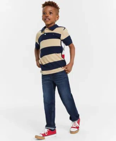Tommy Hilfiger Toddler Little Boys Colorblocked Stripe Polo Shirt Kent Stretch Jeans In Multi