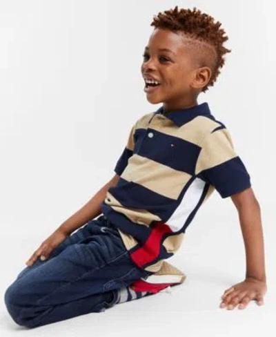 Tommy Hilfiger Toddler Little Boys Colorblocked Stripe Polo Shirt Kent Stretch Jeans In Multi