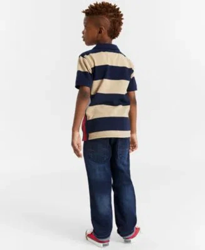 Tommy Hilfiger Toddler Little Boys Colorblocked Stripe Polo Shirt Kent Stretch Jeans In Multi