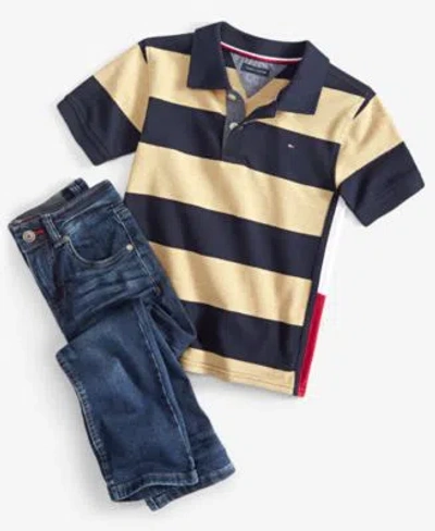 Tommy Hilfiger Toddler Little Boys Colorblocked Stripe Polo Shirt Kent Stretch Jeans In Multi
