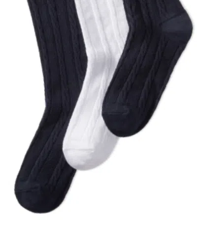 Polo Ralph Lauren Little Girls Knee High Cable Knit Socks, 3-pack In White