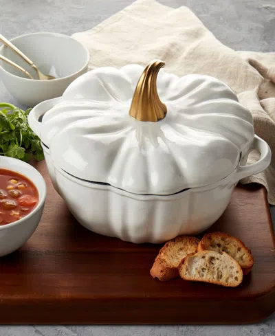 Smith And Clark Iron Works Enameled Cast Iron 4-qt Pumpkin Dutch Oven In White