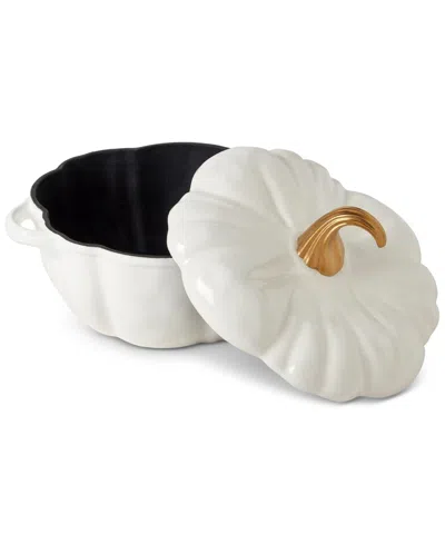 Smith And Clark Iron Works Enameled Cast Iron 4-qt Pumpkin Dutch Oven In White