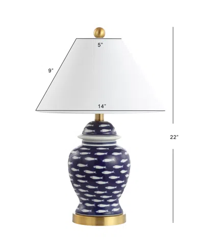 Jonathan Y School Of Fish 22" Ginger Jar Ceramic, Led Table Lamp In Multi