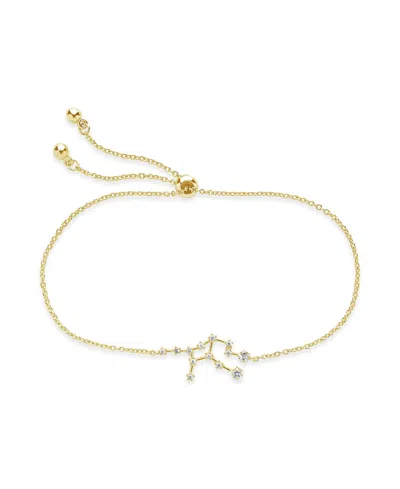 Sterling Forever 14k Plated Cz Constellation Bolo Bracelet In Gold
