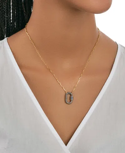Sterling Forever Pave Cubic Zirconia Carabiner Lock Necklace In Gold