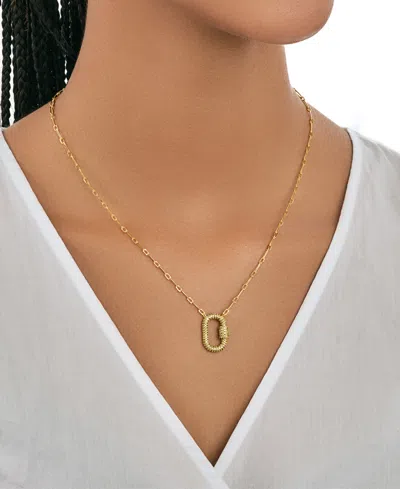 Sterling Forever Pave Cubic Zirconia Carabiner Lock Necklace In Gold