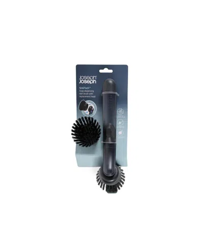 Joseph Joseph Sinktech 2-piece Soap-dispensing Dish Brush With Replacement Head In Black