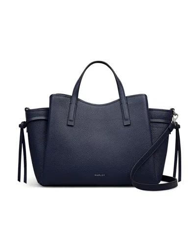 Radley London Blake Gardens Large Leather Ziptop Grab Bag In Blue