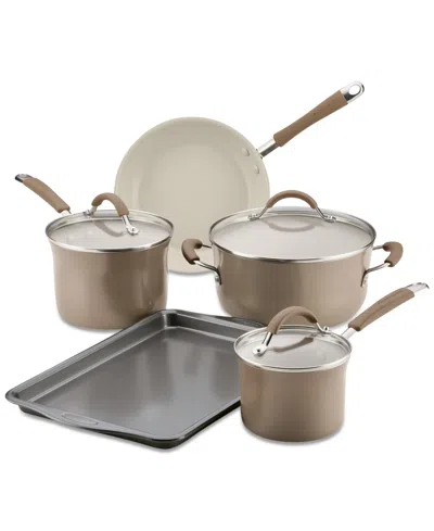 Rachael Ray Cucina Ceramic Nonstick 8-pc. Cookware Set, Created For Macy's In Brown