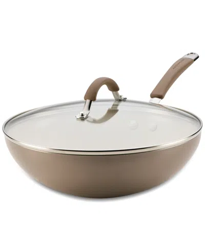 Rachael Ray Cucina Ceramic Nonstick 11" Stir Fry Pan With Lid In Brown