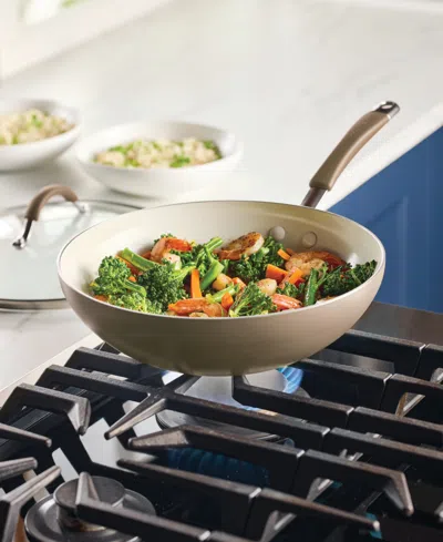 Rachael Ray Cucina Ceramic Nonstick 11" Stir Fry Pan With Lid In Brown