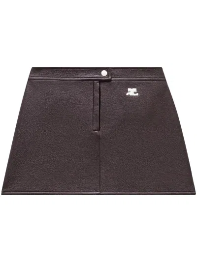 Courrèges Courregès Re-edition Vinyl Mini Skirt In Brown