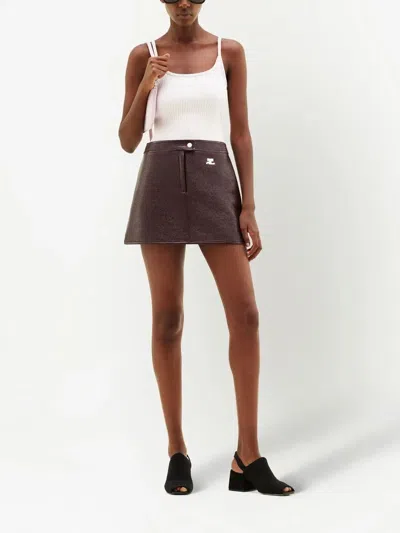 Courrèges Courregès Re-edition Vinyl Mini Skirt In Brown