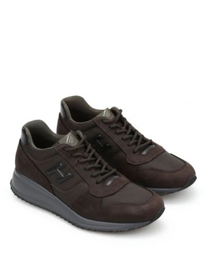 Hogan Interactive N20 H 3d Suede Trainers In Antracite + Ebano + Nero